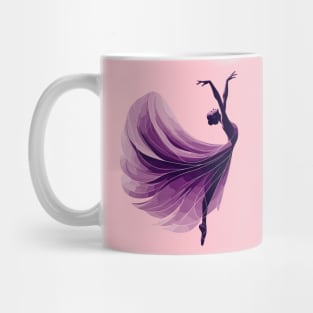 Beautiful ballerina in an elegant purple dress dancing. Vector illustration, tiptoe pose, ballet performer Mug